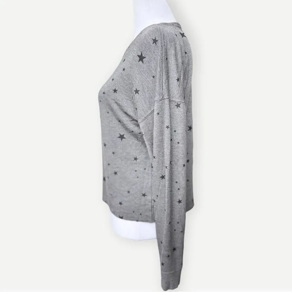 Thread & Supply Aliza Dark Gray Star Print Relaxed Fit Pullover Sweatshirt. XS.